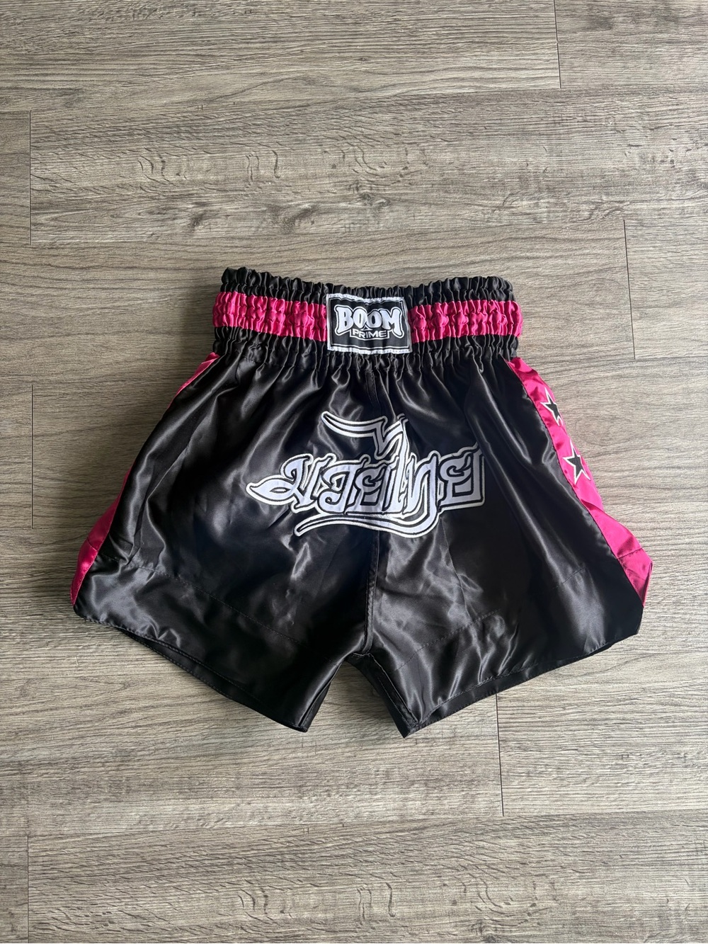 BOOM Prime Black & Hot Pink Muay Thai Shorts